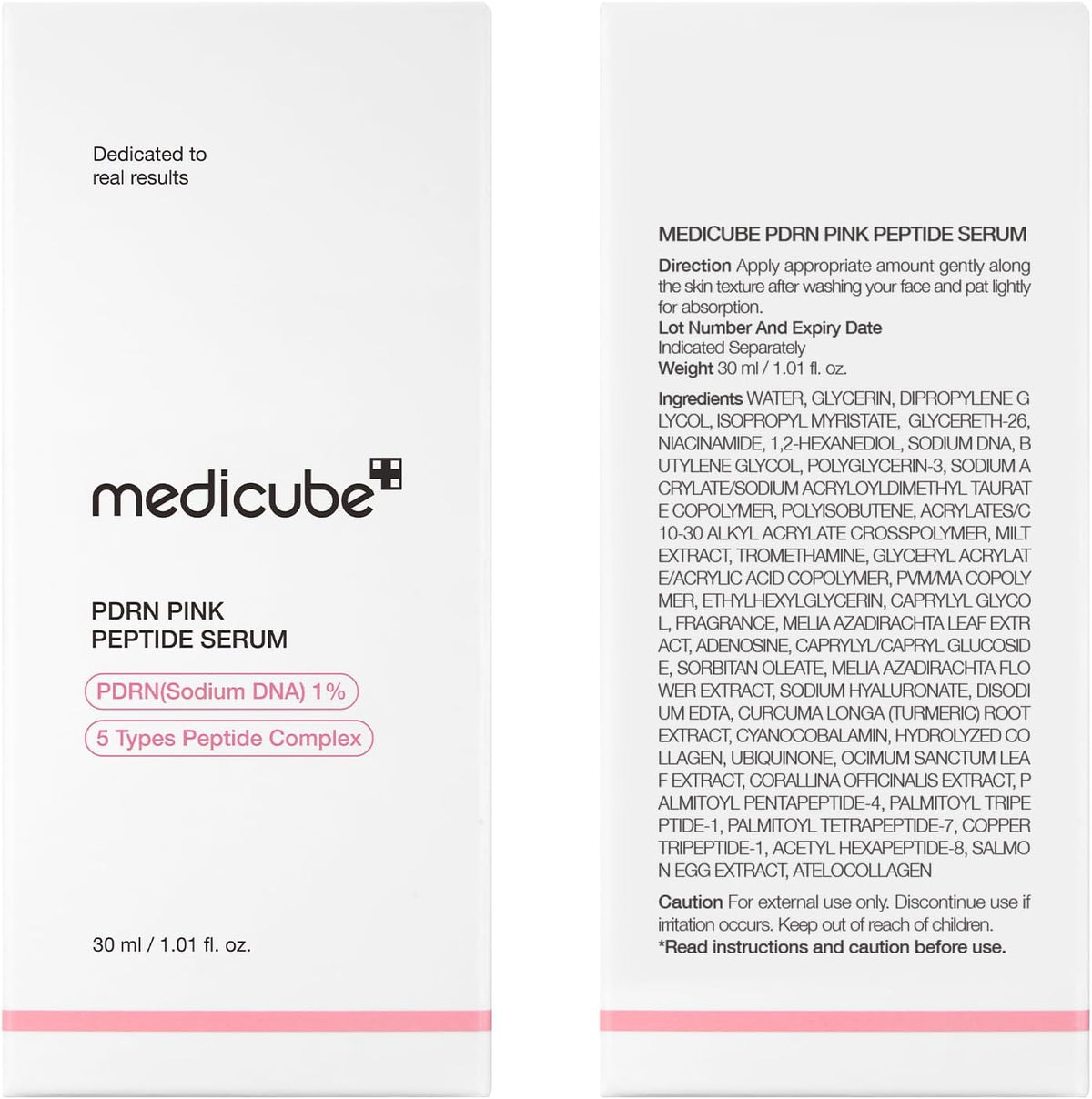 medicube PDRN Pink Peptide Serum, 1.01 fl.oz., Rose PDRN Vegan - LH Cosmetics